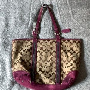 Vintage coach purple suede trimmed bag
